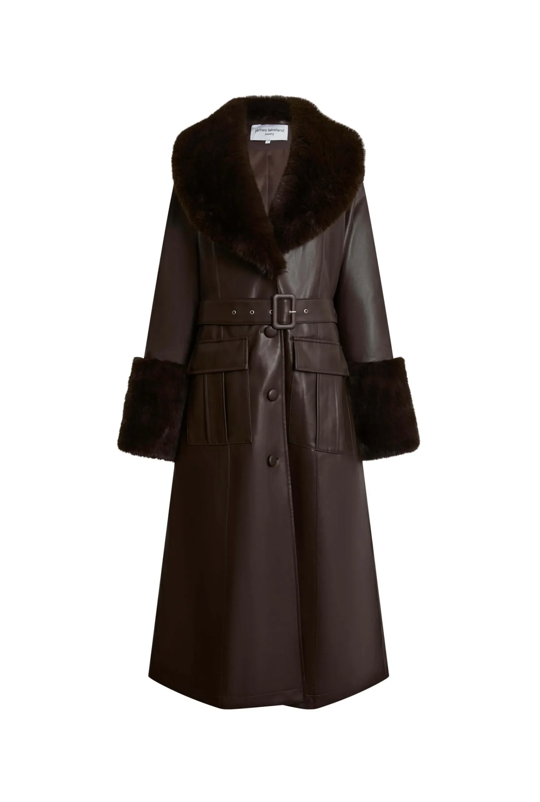 James Lakeland Faux Leather Brown Coat