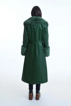 James Lakeland Faux Leather Green Coat