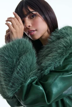 James Lakeland Faux Leather Green Coat