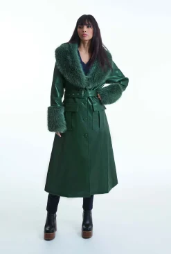 James Lakeland Faux Leather Green Coat