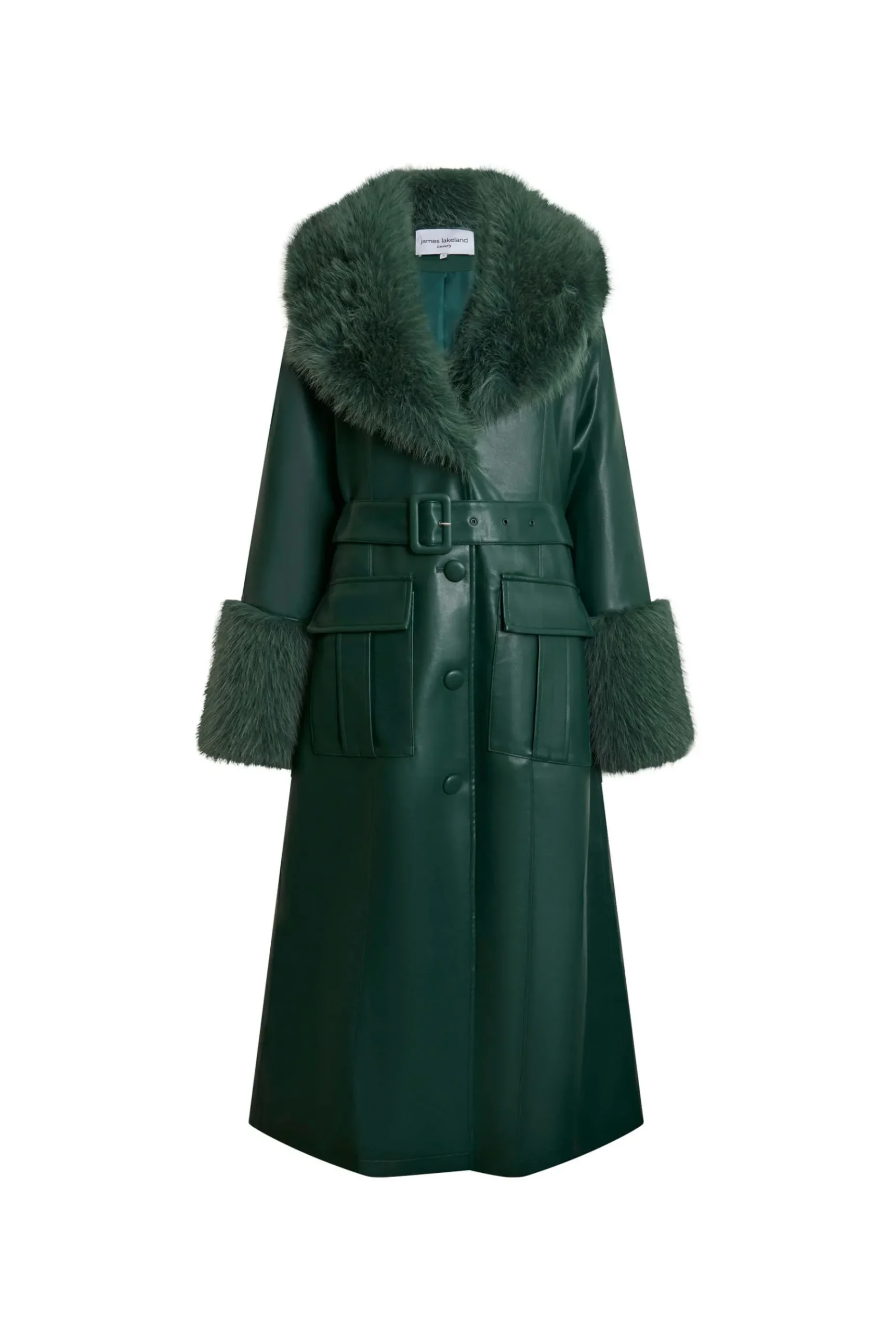 James Lakeland Faux Leather Green Coat
