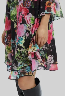James Lakeland Flower Print Wave Hem Dress