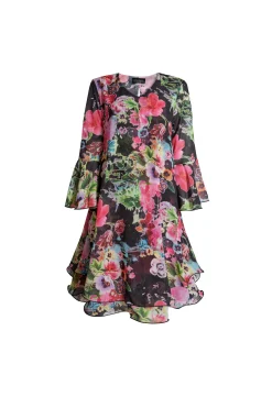 James Lakeland Flower Print Wave Hem Dress