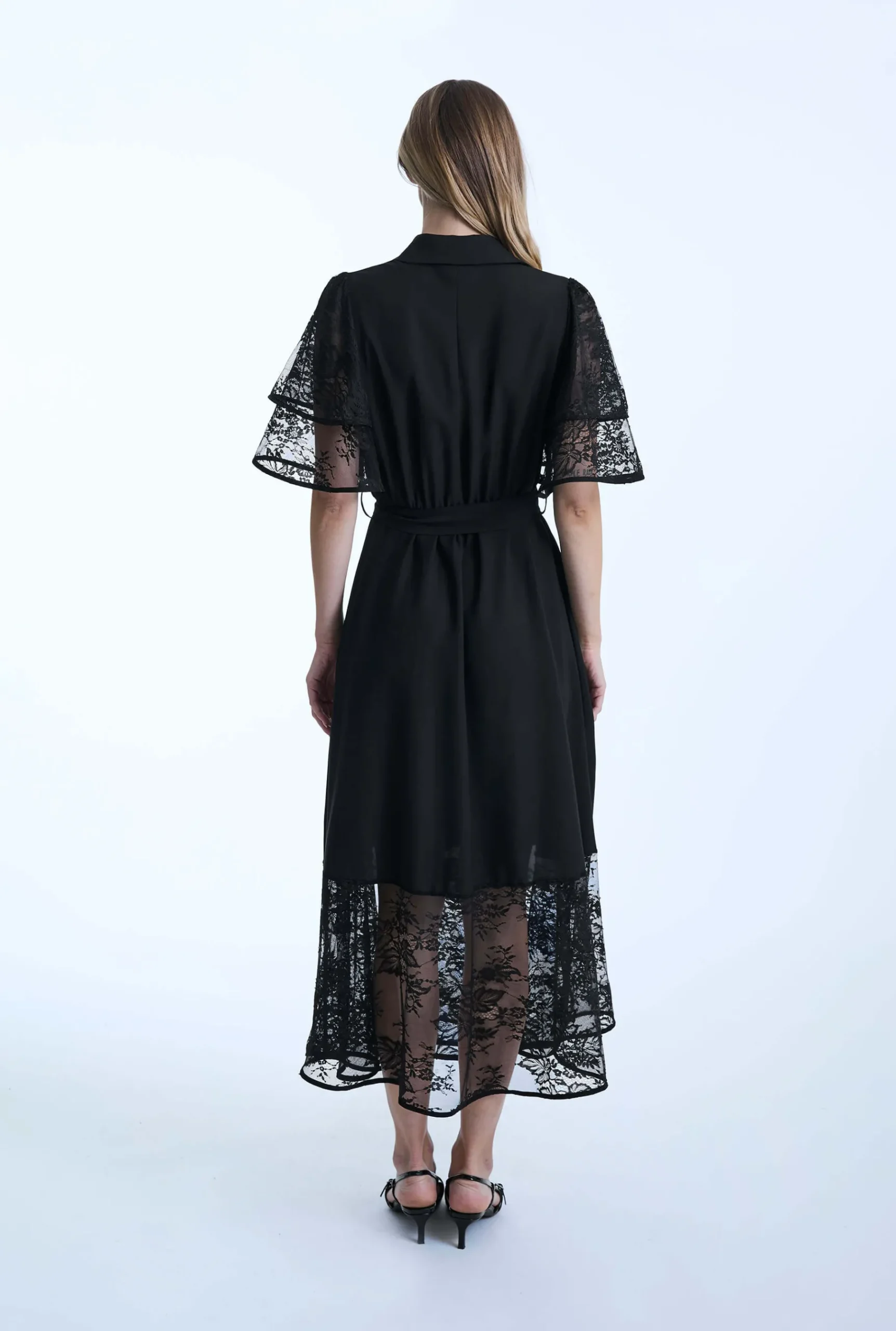 James Lakeland Front Lace Ruffle Midi Dress
