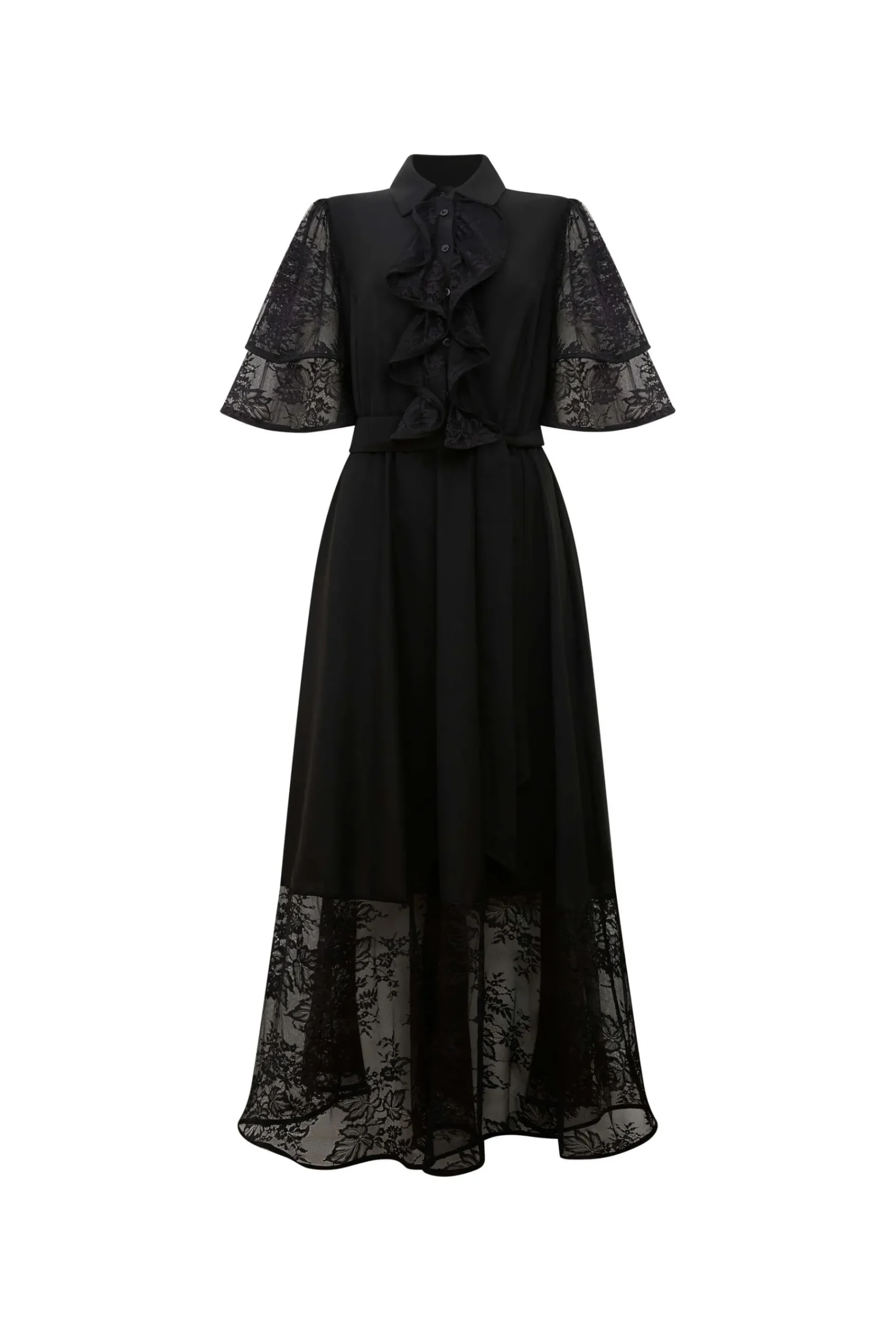 James Lakeland Front Lace Ruffle Midi Dress