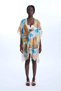 James Lakeland Gold Detail Leaf Kaftan Yellow