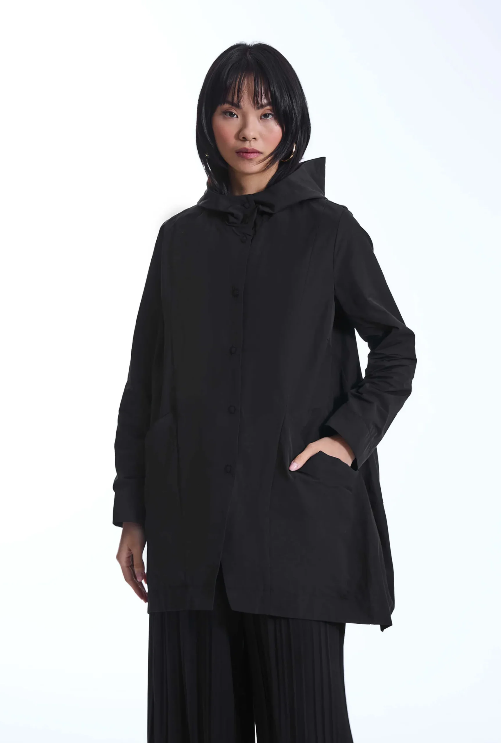 James Lakeland Hooded Black Raincoat