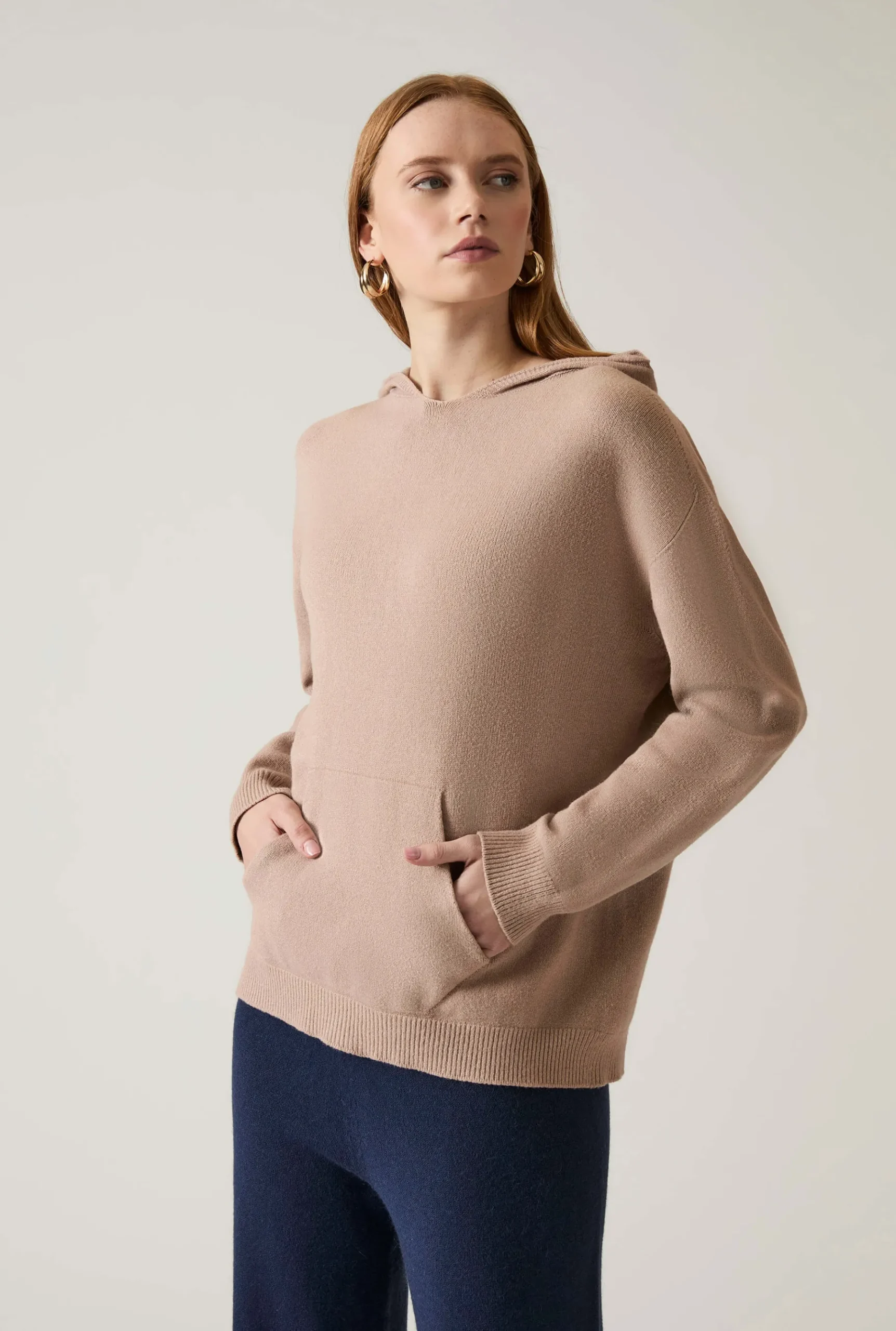 James Lakeland Hooded Taupe Jumper