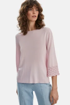 James Lakeland Knitted Detail Scoop Neck Jumper Pale Pink