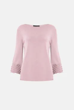 James Lakeland Knitted Detail Scoop Neck Jumper Pale Pink
