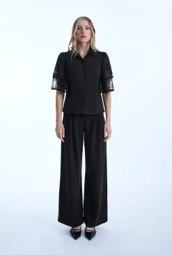 James Lakeland Lace Frill Short Sleeve Shirt