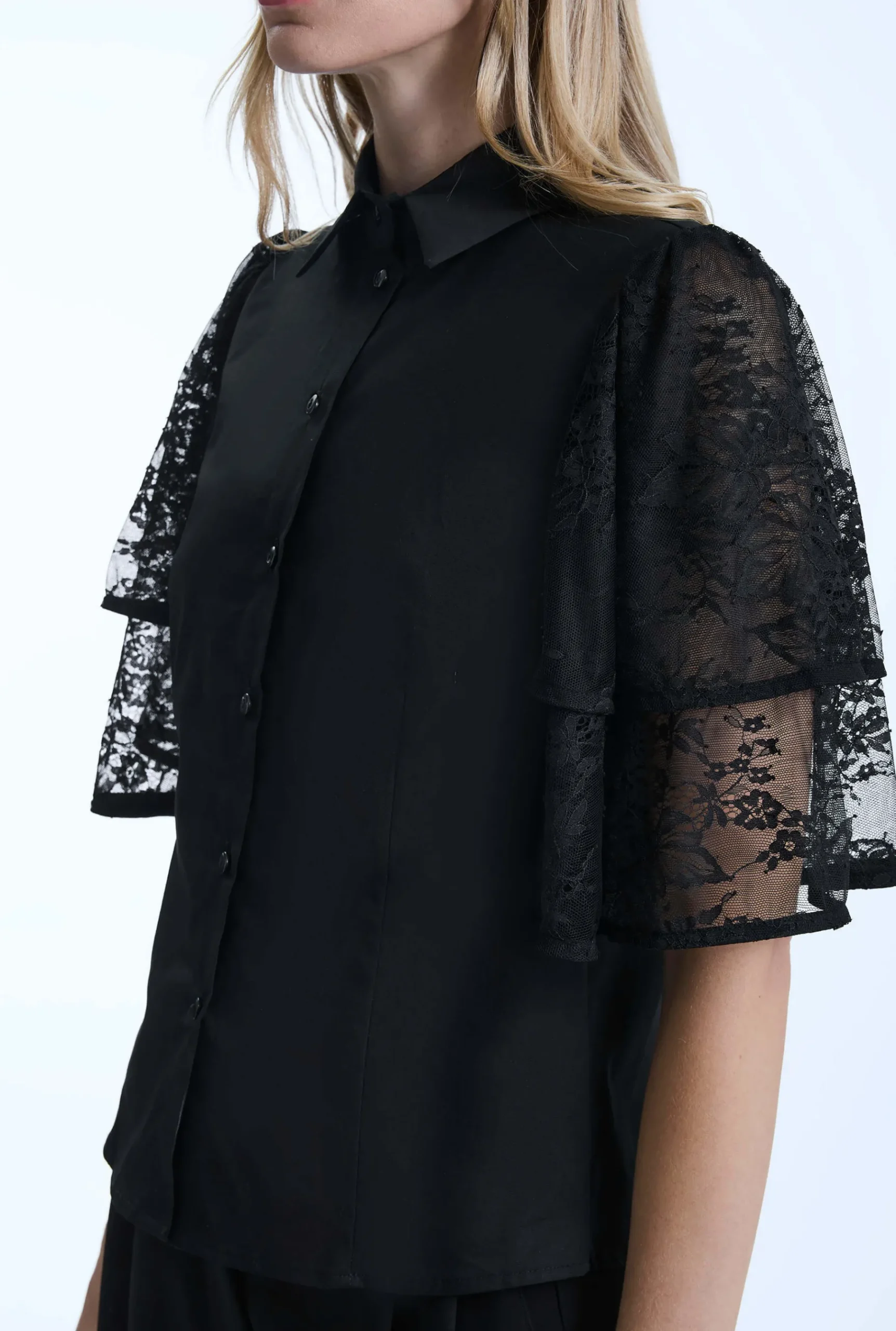James Lakeland Lace Frill Short Sleeve Shirt
