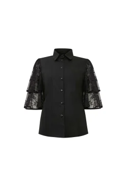 James Lakeland Lace Frill Short Sleeve Shirt