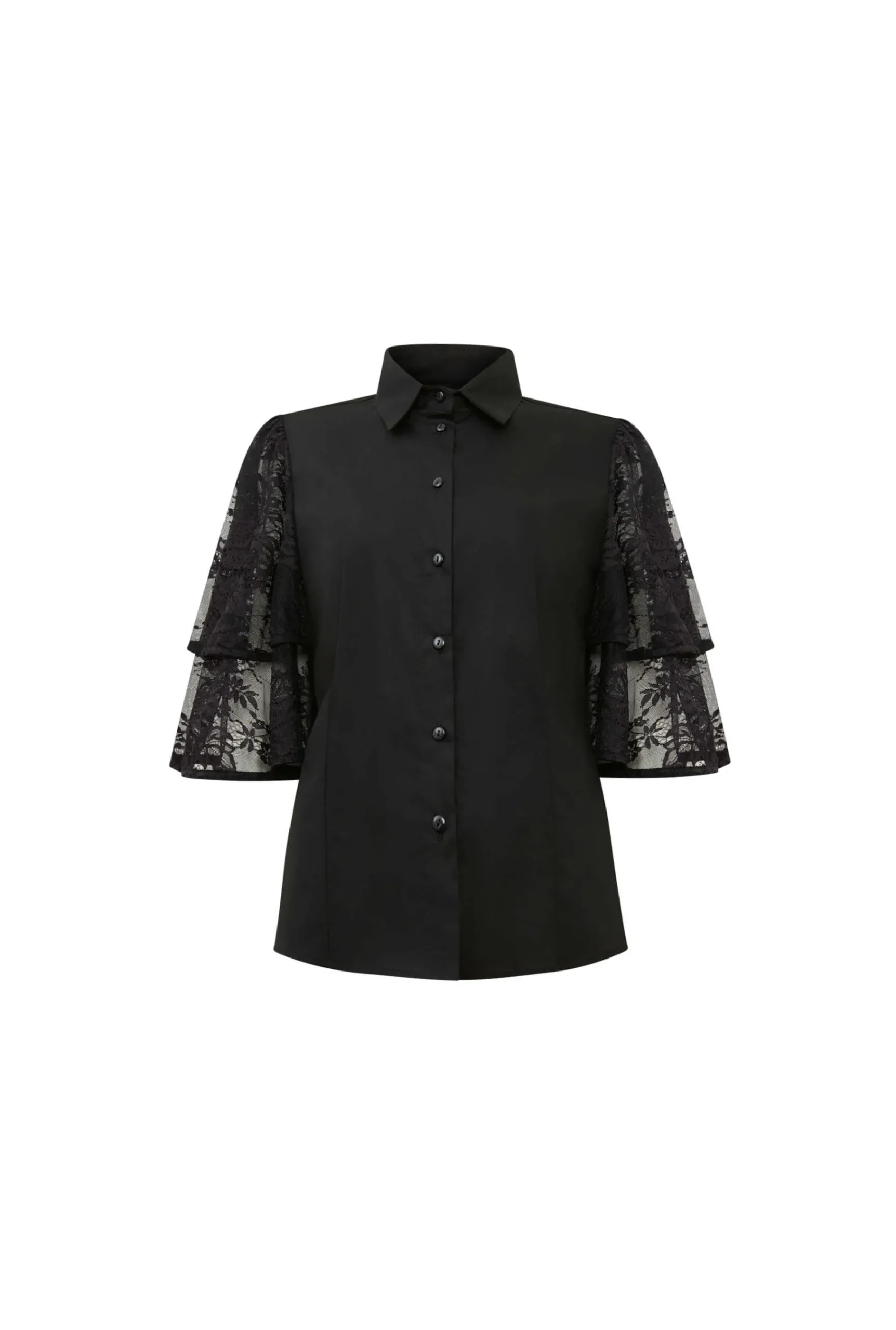 James Lakeland Lace Frill Short Sleeve Shirt