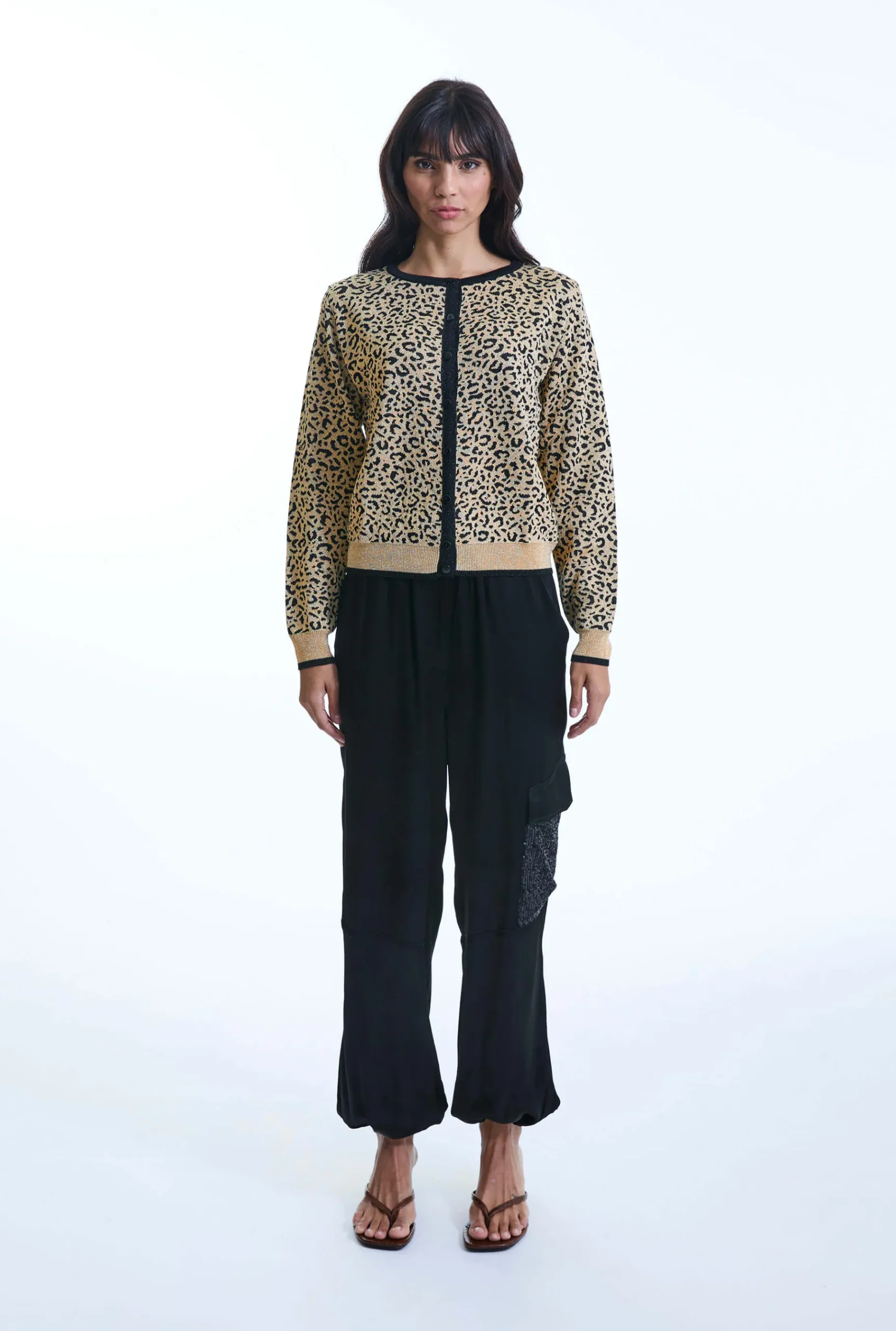 James Lakeland Leopard Lurex Knitted Cardigan