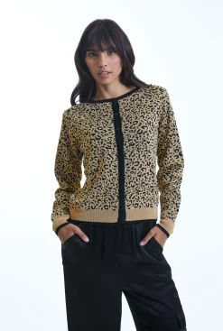 James Lakeland Leopard Lurex Knitted Cardigan