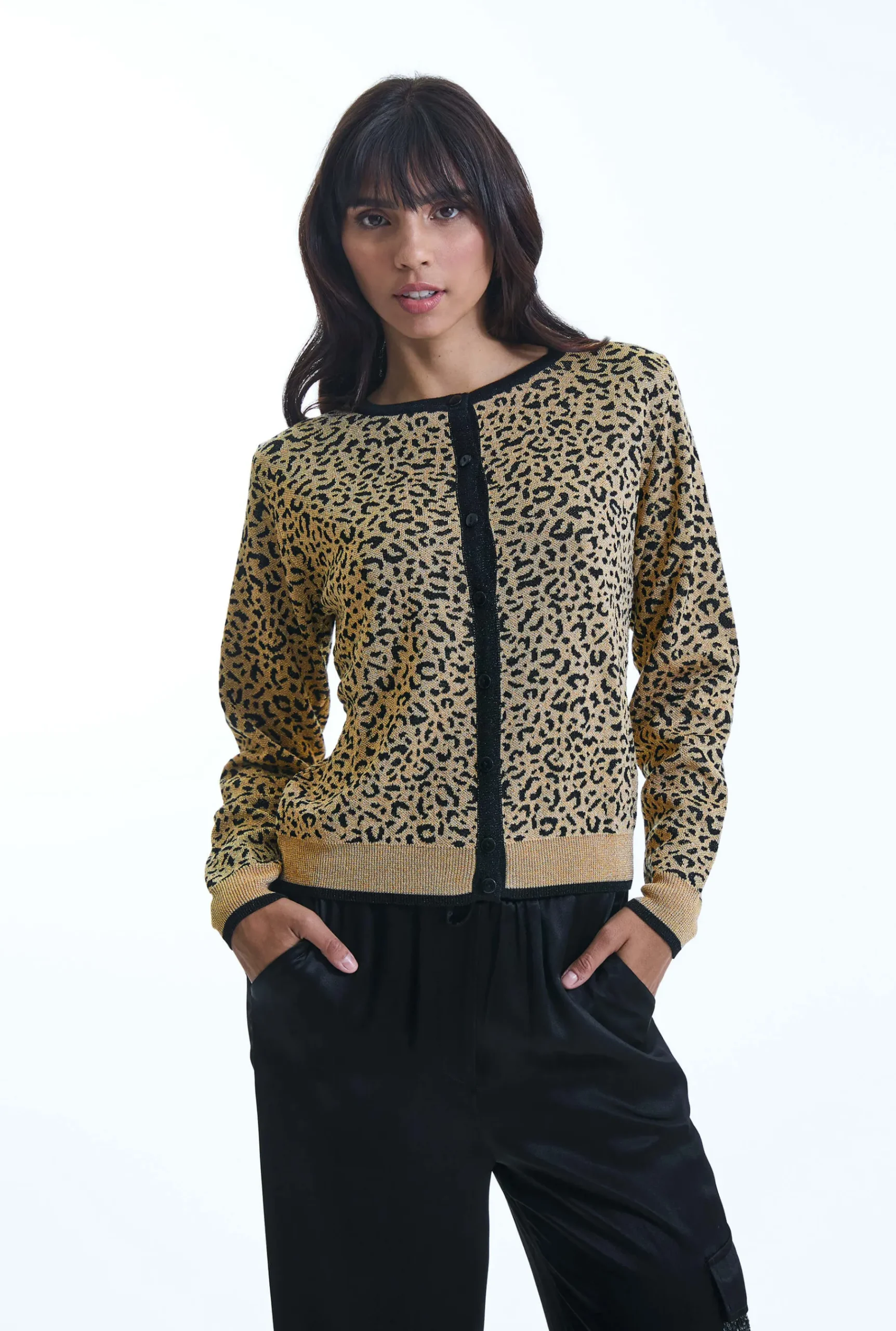 James Lakeland Leopard Lurex Knitted Cardigan