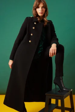 James Lakeland Long Military Black Coat