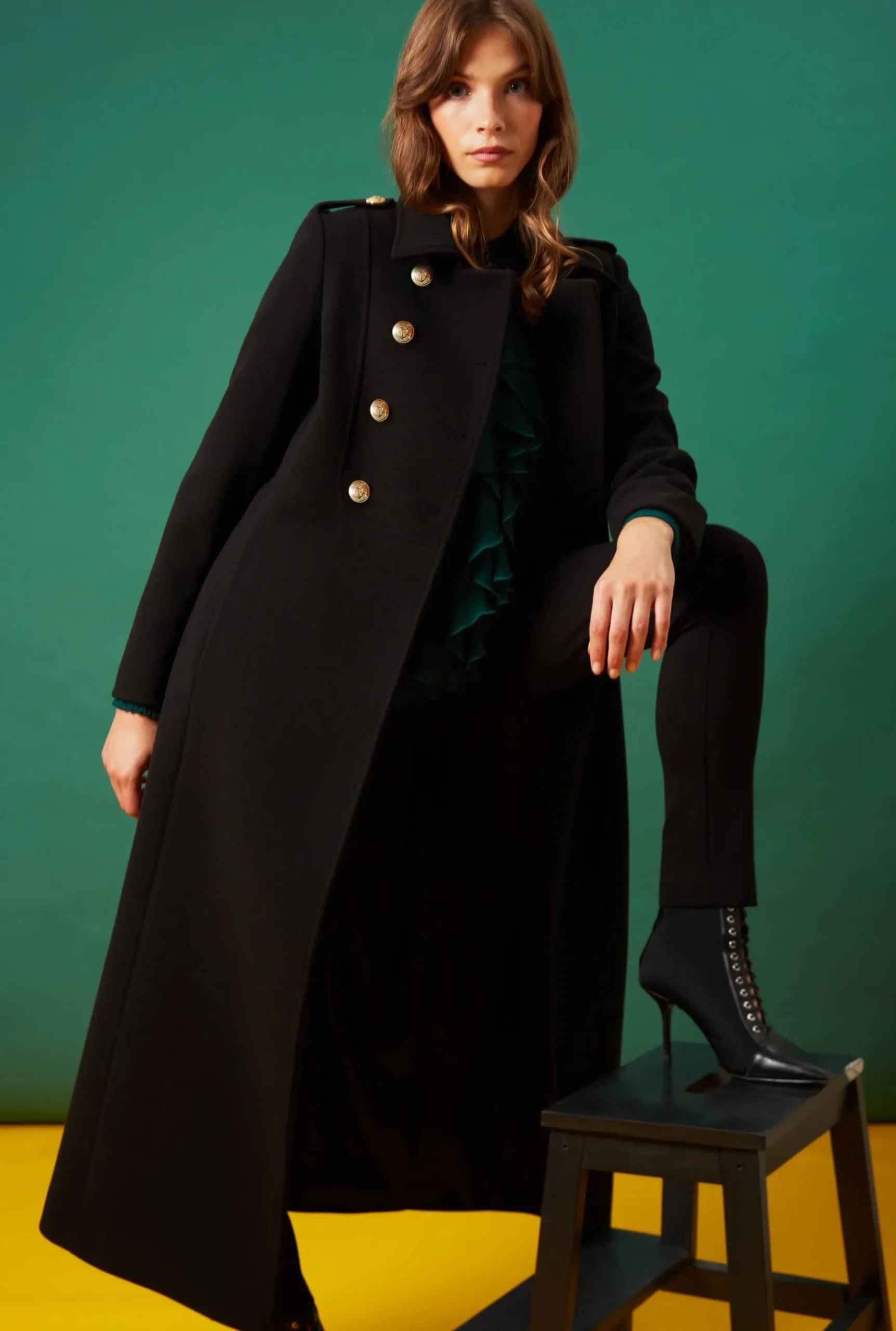 James Lakeland Long Military Black Coat