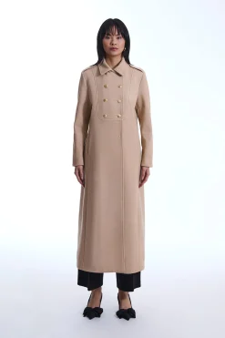 James Lakeland Long Military Camel Coat