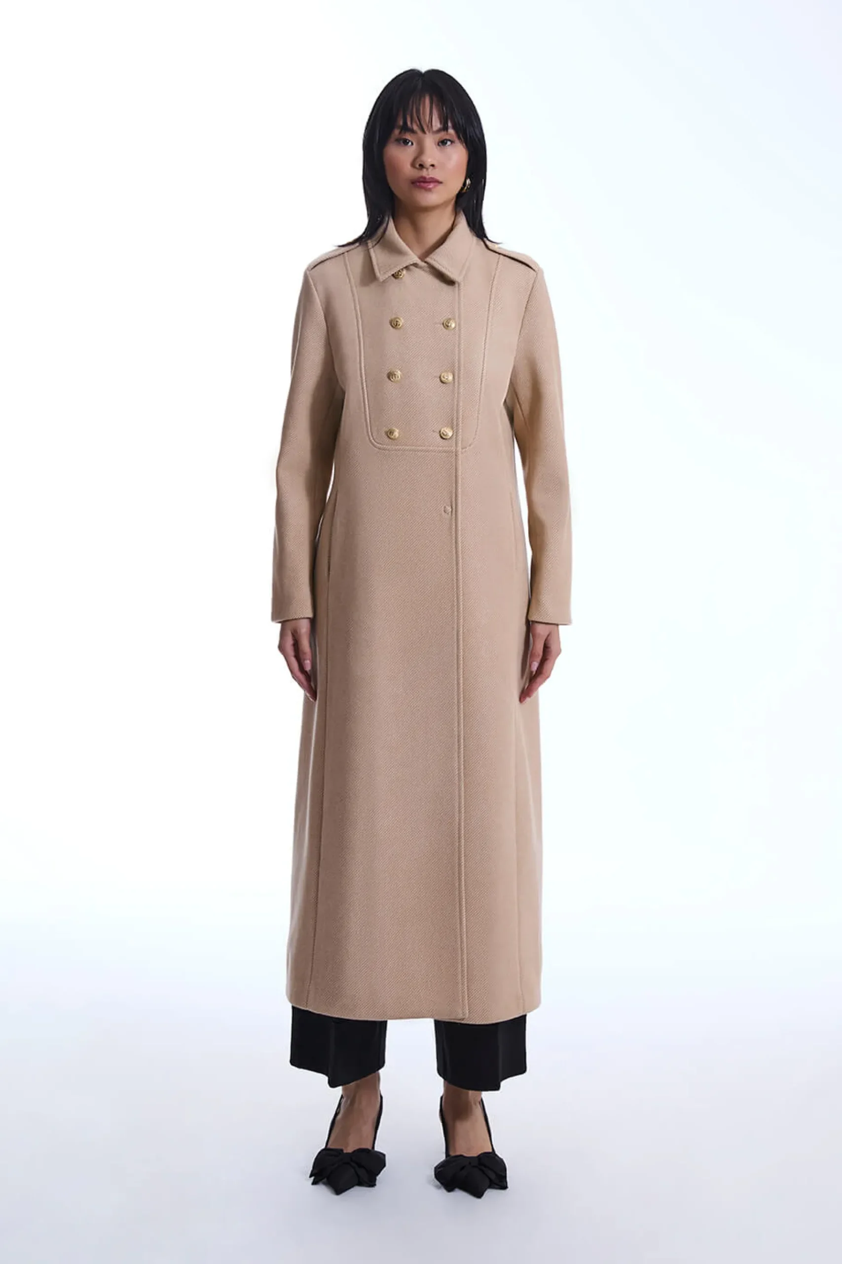 James Lakeland Long Military Camel Coat