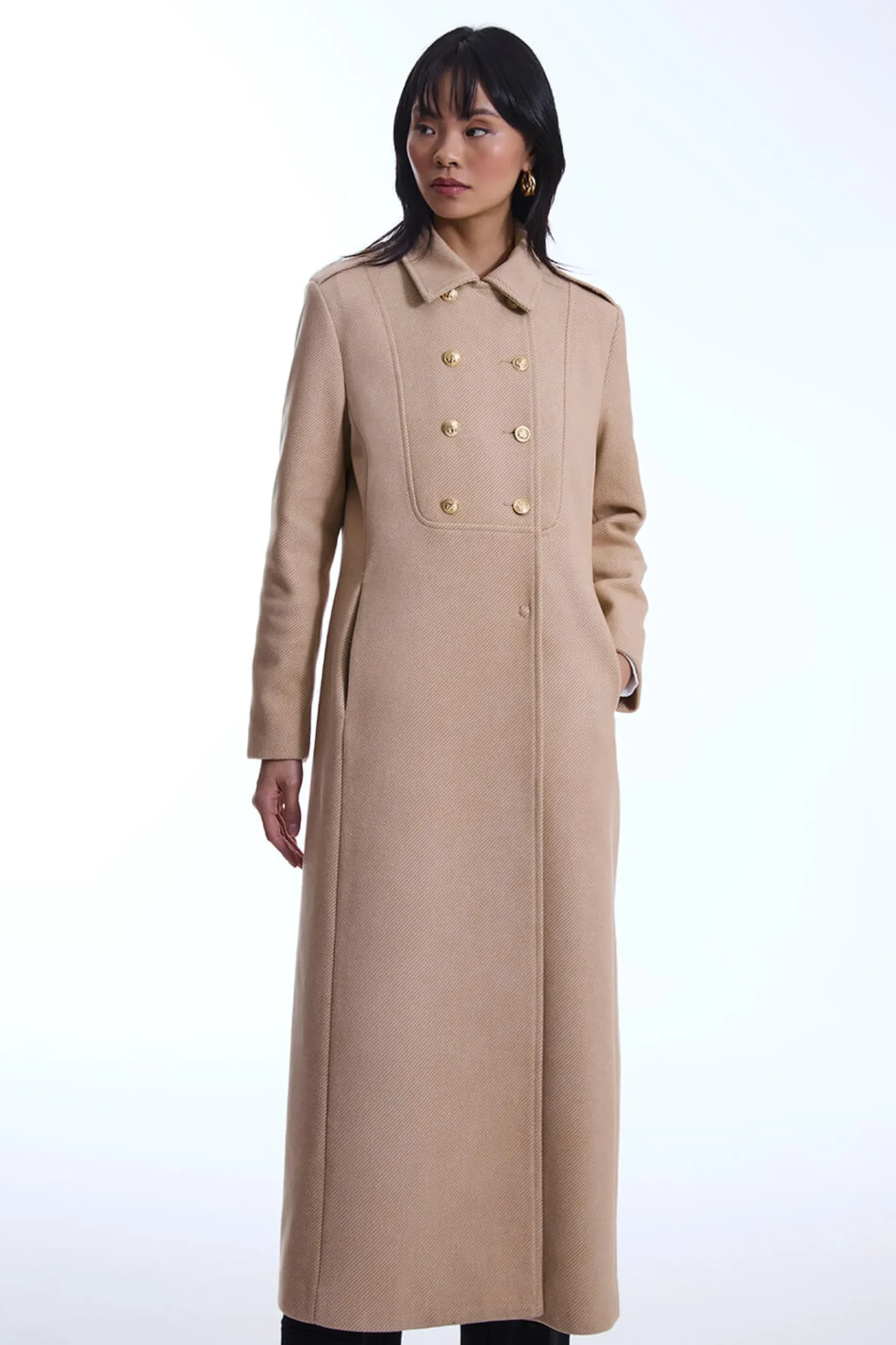 James Lakeland Long Military Camel Coat