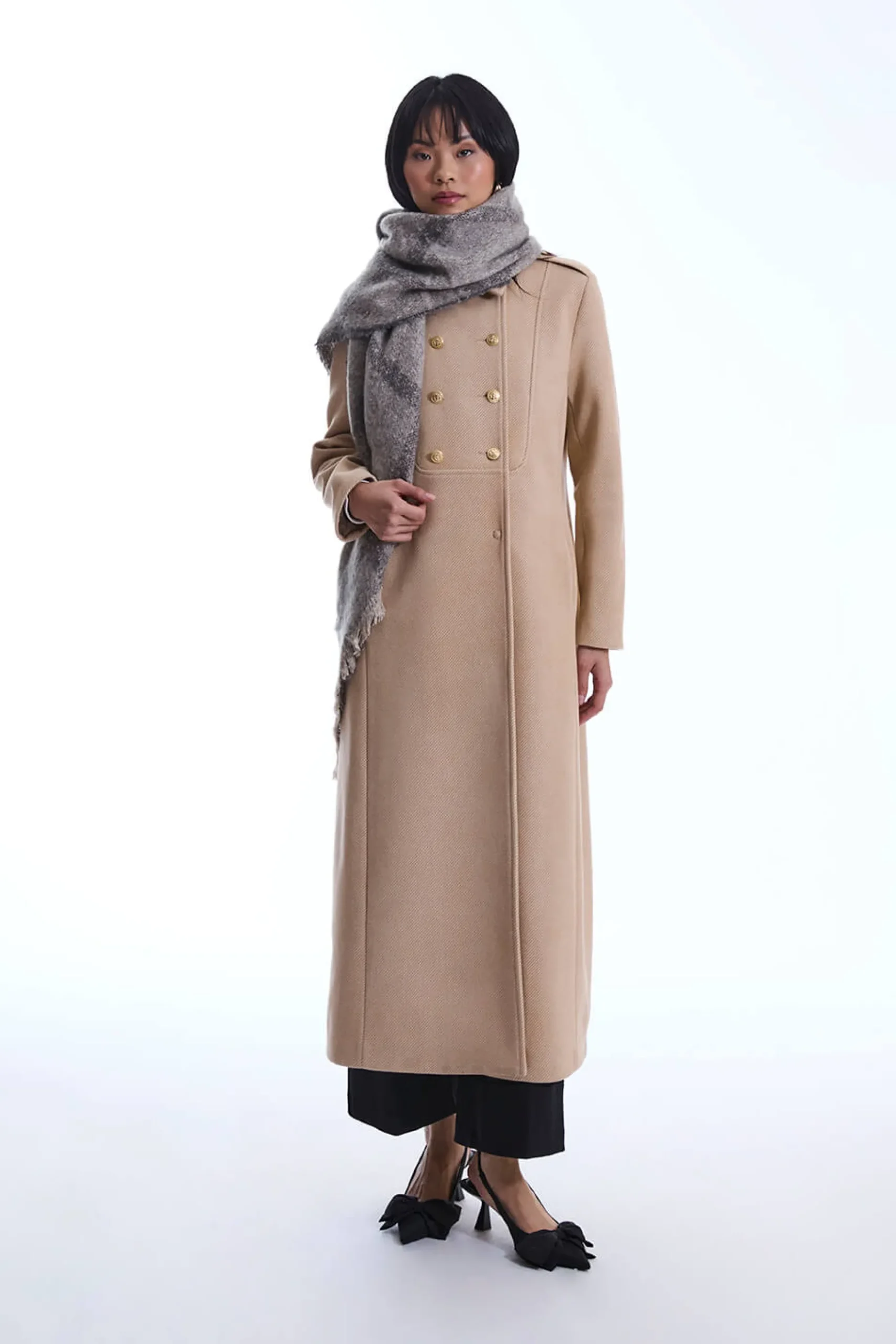 James Lakeland Long Military Camel Coat