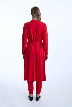James Lakeland Long Red Jersey Cardigan