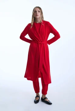 James Lakeland Long Red Jersey Cardigan