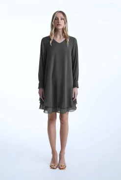 James Lakeland Long Sleeve Charcoal Wave Hem Dress