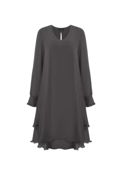 James Lakeland Long Sleeve Charcoal Wave Hem Dress