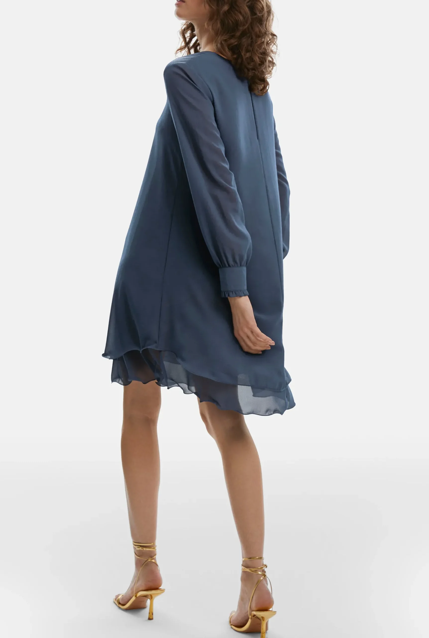 James Lakeland Long Sleeve Denim Wave Hem Dress