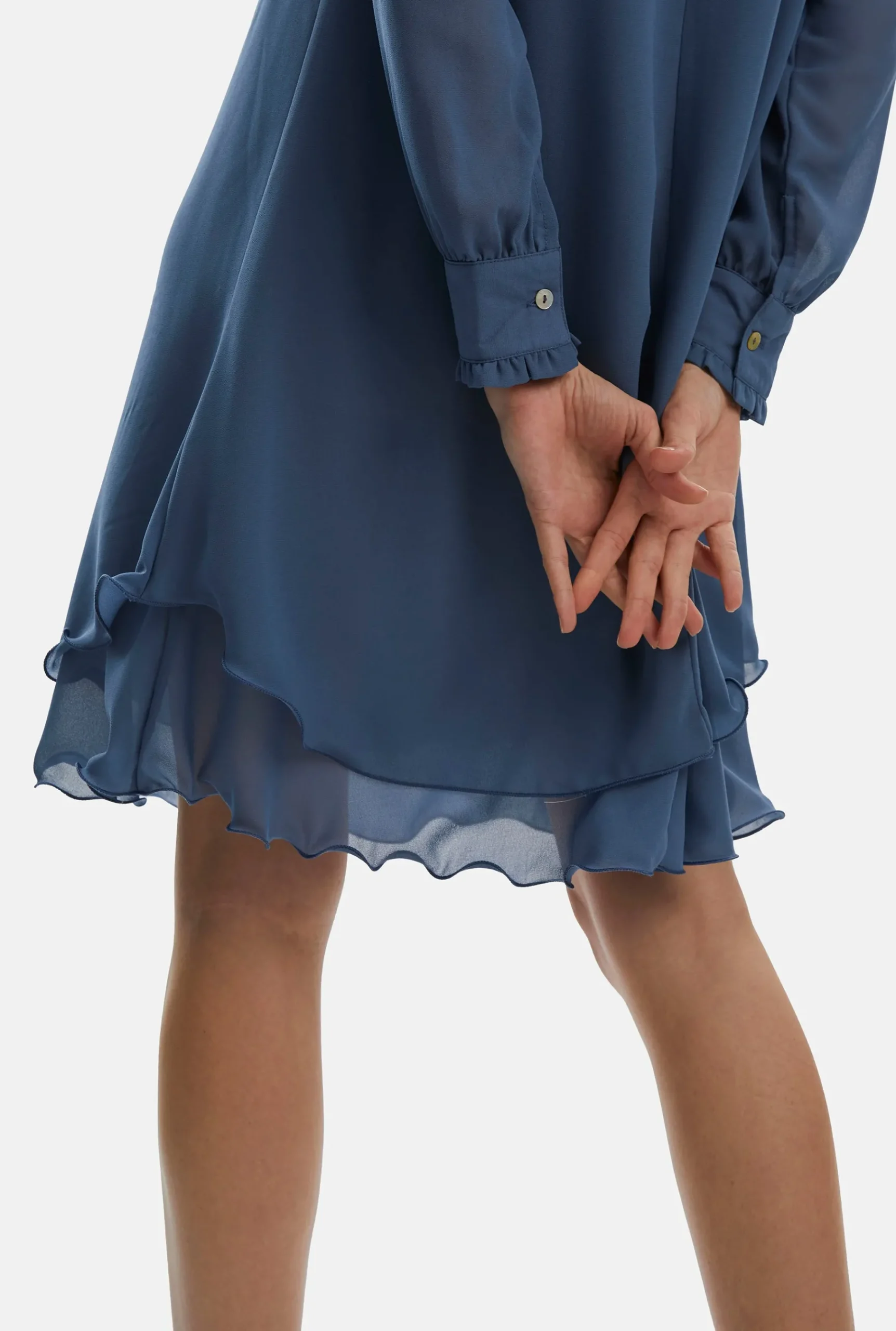 James Lakeland Long Sleeve Denim Wave Hem Dress