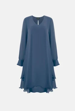 James Lakeland Long Sleeve Denim Wave Hem Dress