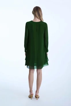James Lakeland Long Sleeve Green Wave Hem Dress