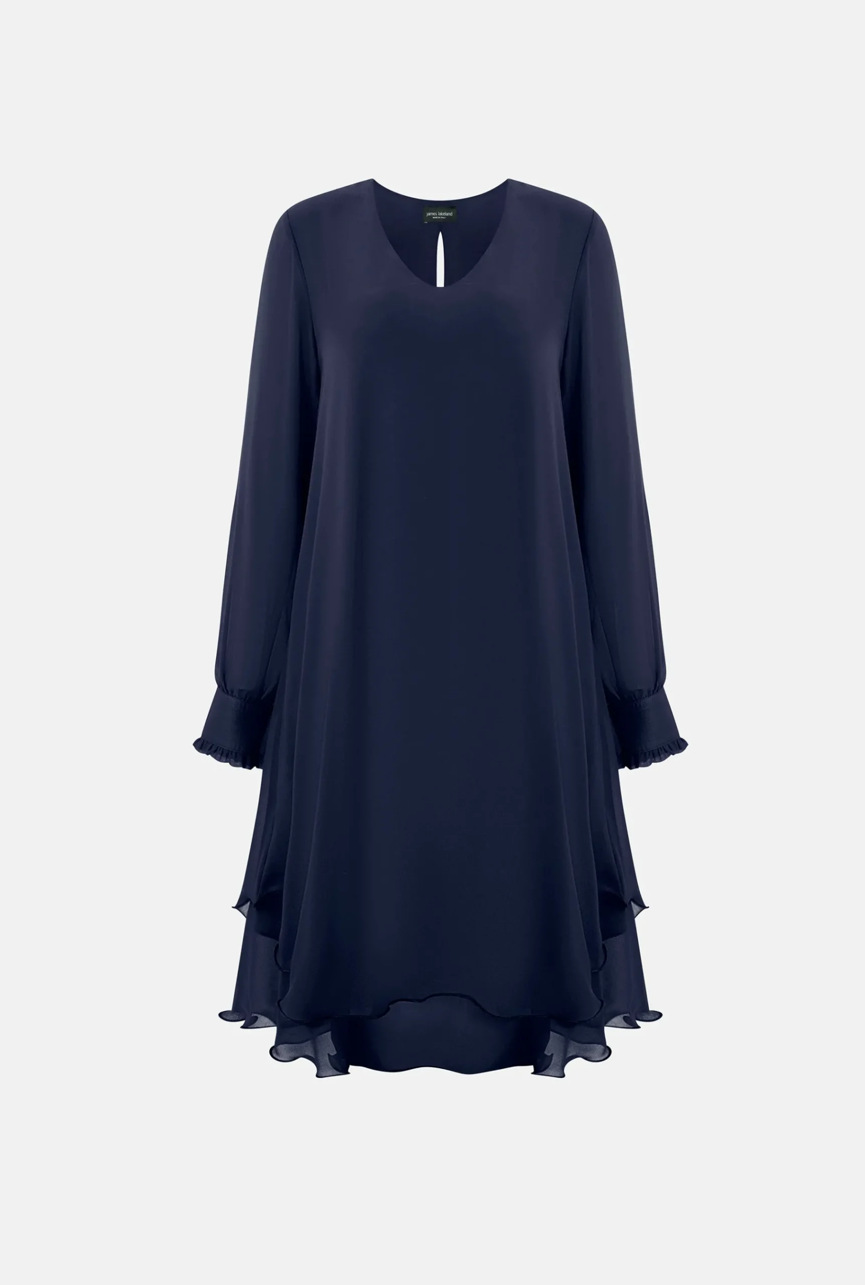 James Lakeland Long Sleeve Navy Wave Hem Dress