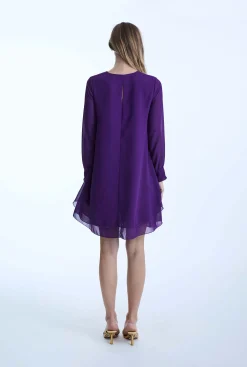 James Lakeland Long Sleeve Purple Wave Hem Dress