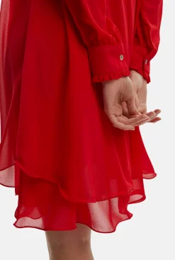 James Lakeland Long Sleeve Red Wave Hem Dress