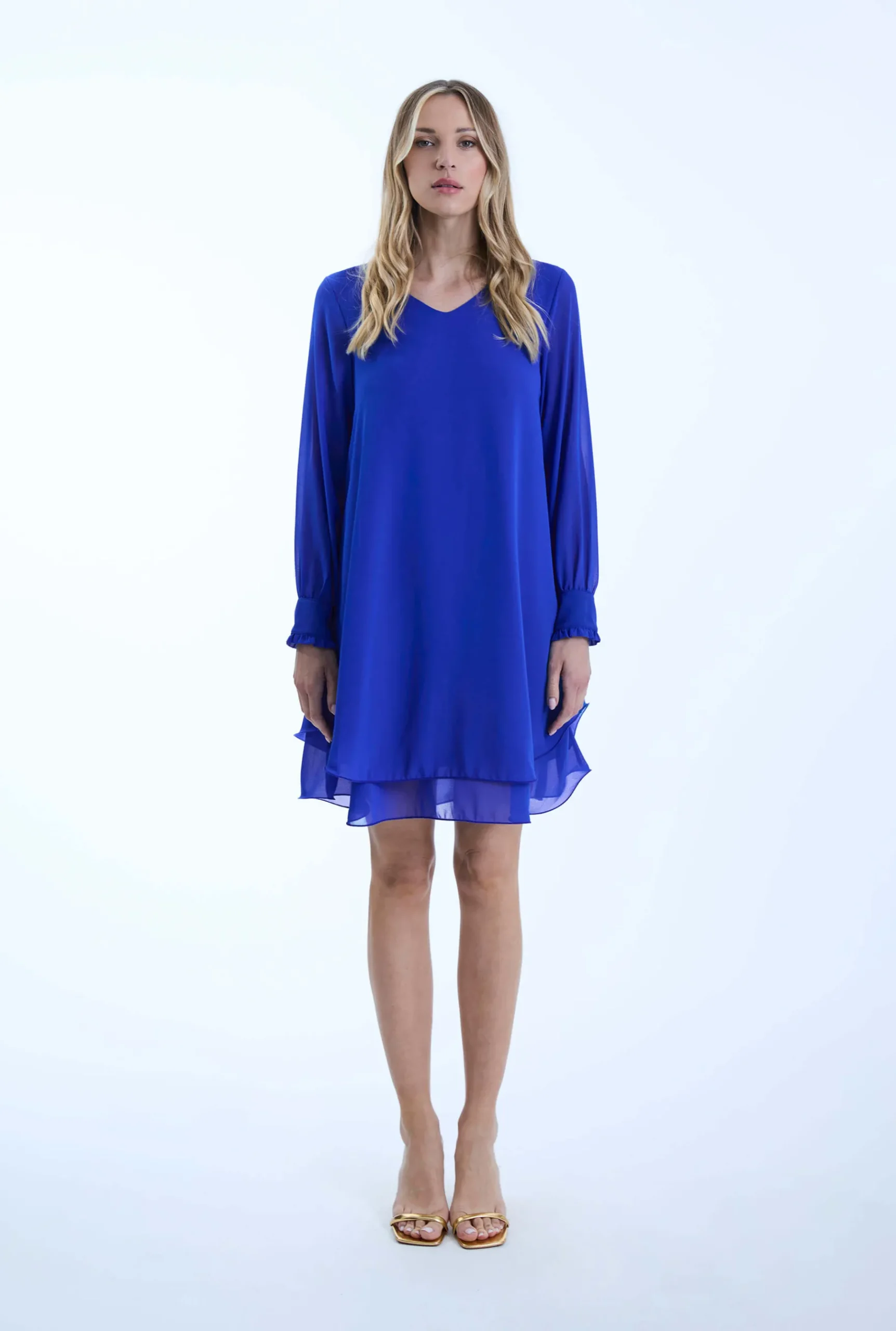 James Lakeland Long Sleeve Royal Wave Hem Dress