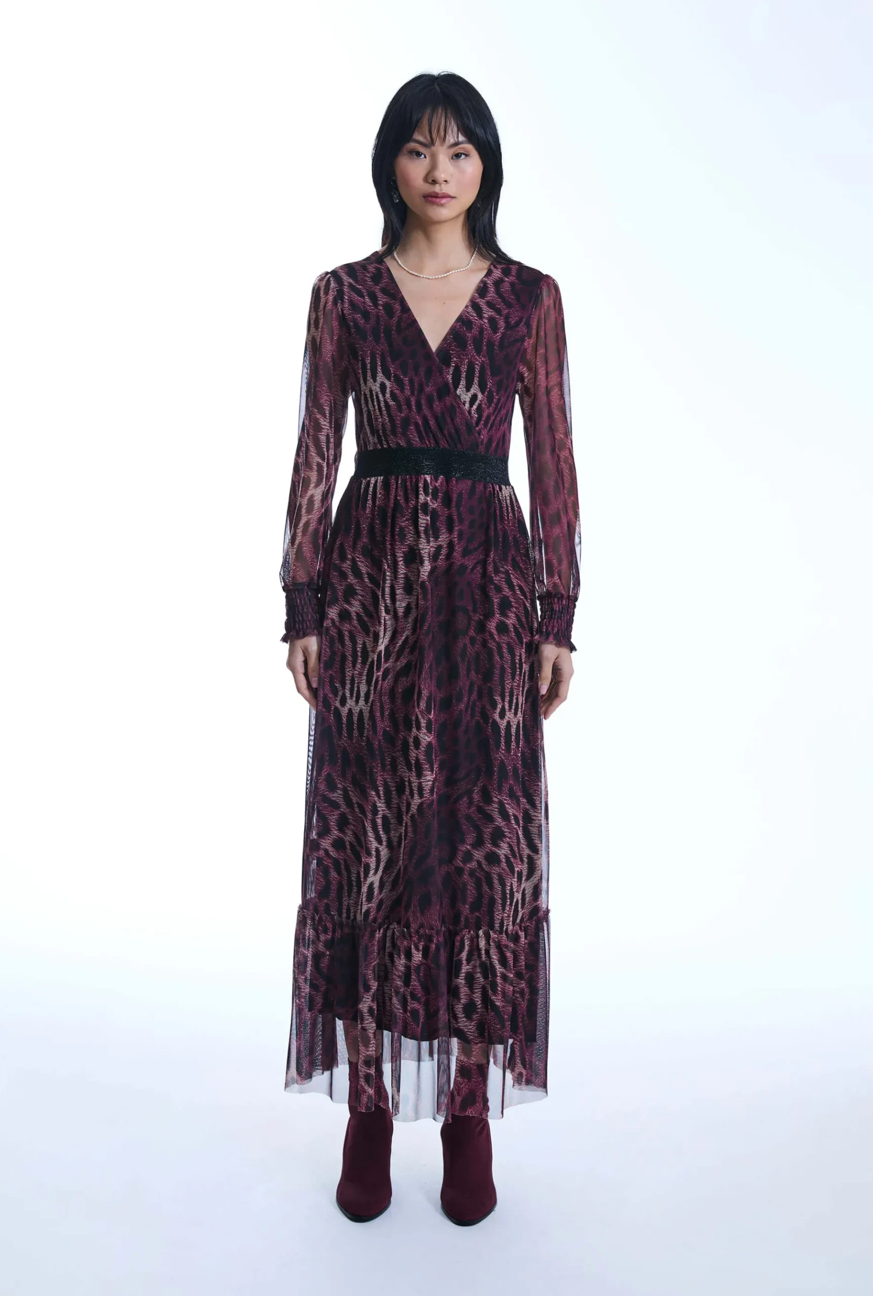 James Lakeland Maxi Tulle Burgundy Dress