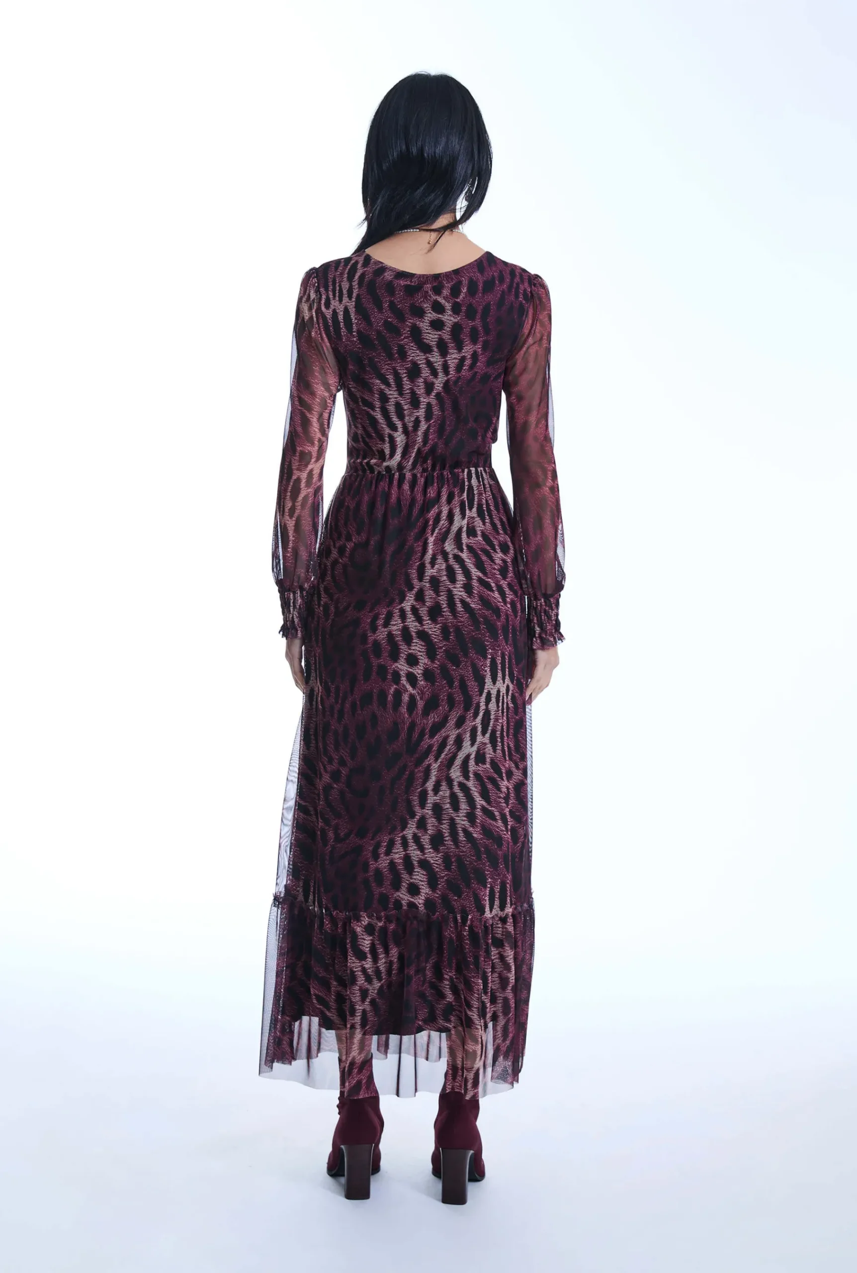 James Lakeland Maxi Tulle Burgundy Dress