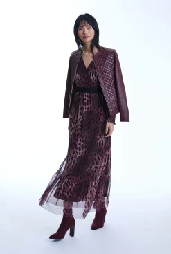James Lakeland Maxi Tulle Burgundy Dress