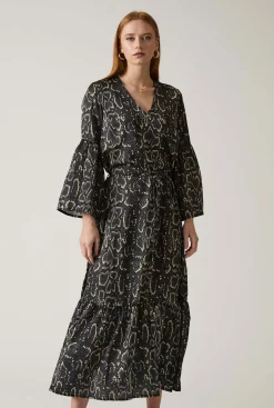 James Lakeland Midi Snake Black Dress