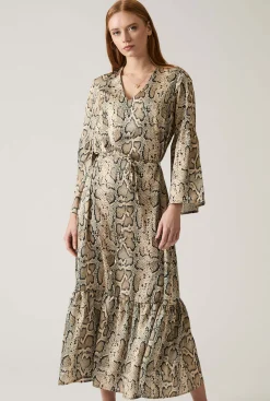 James Lakeland Midi Snake Brown Dress