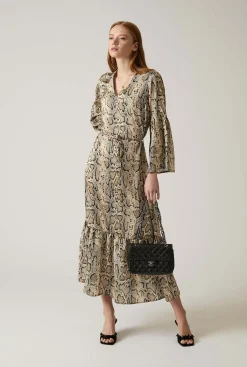 James Lakeland Midi Snake Brown Dress