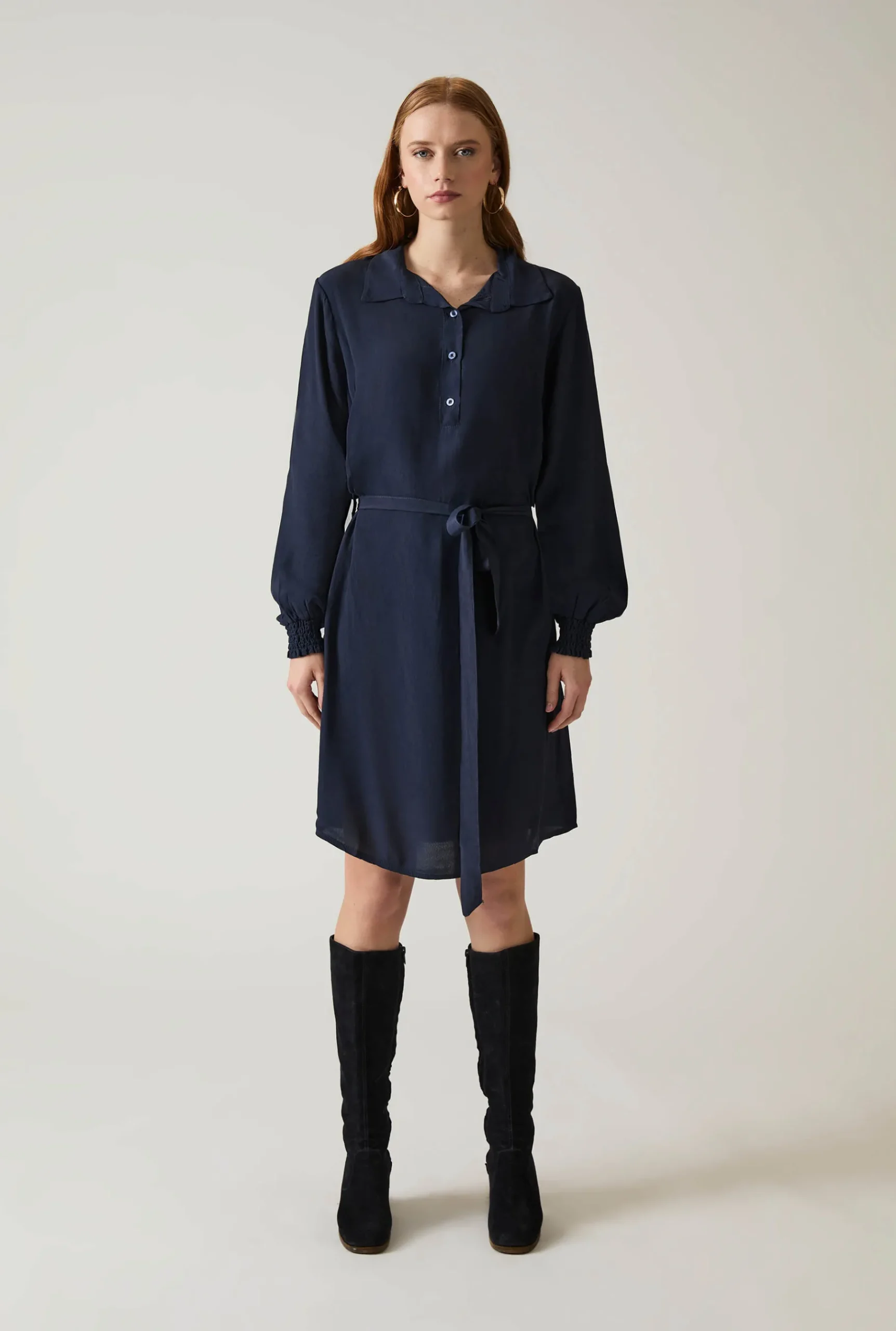 James Lakeland Navy Belted Dress
