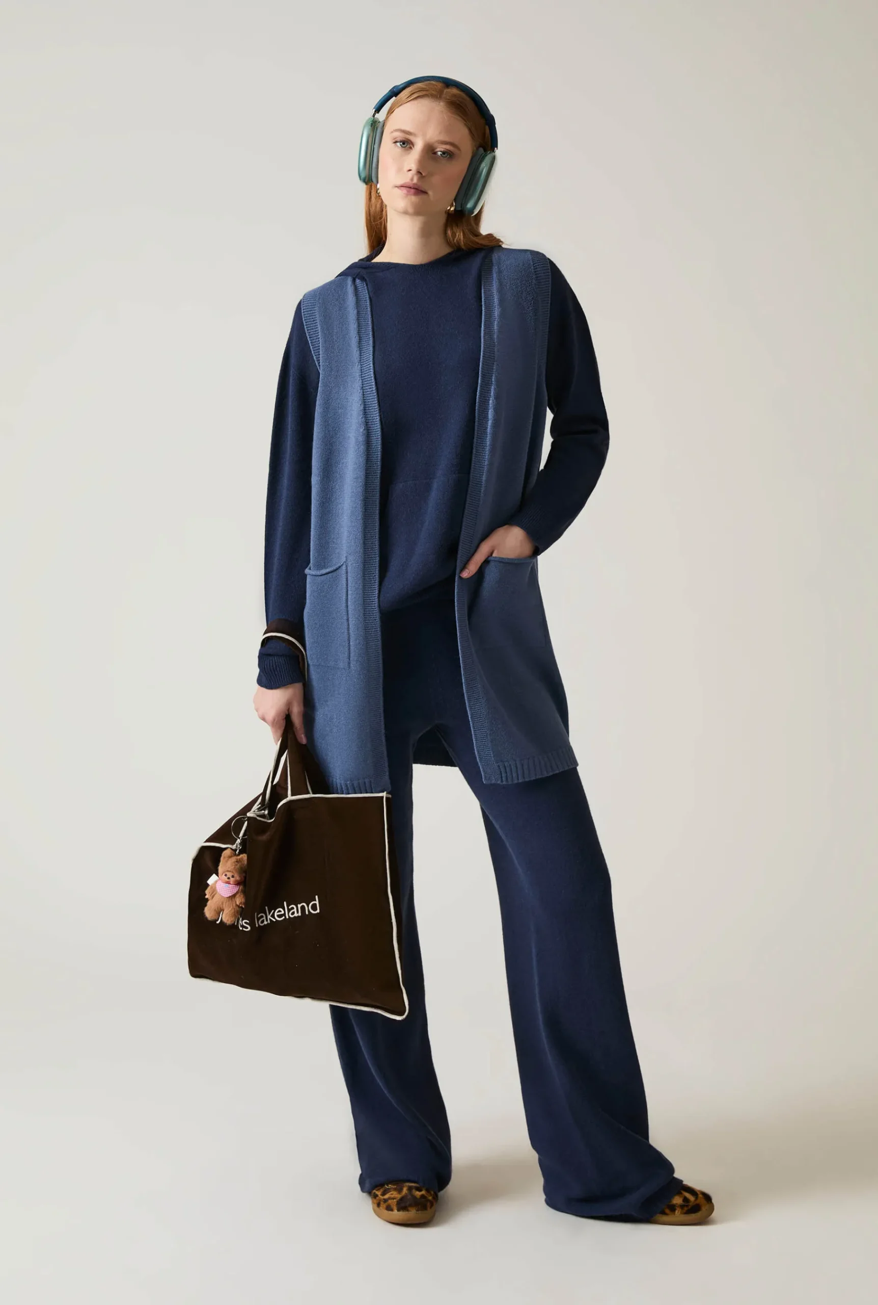 James Lakeland Navy Knitted Trousers