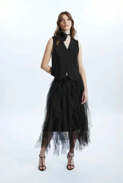 James Lakeland Organza Ruffled Skirt Black