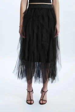 James Lakeland Organza Ruffled Skirt Black