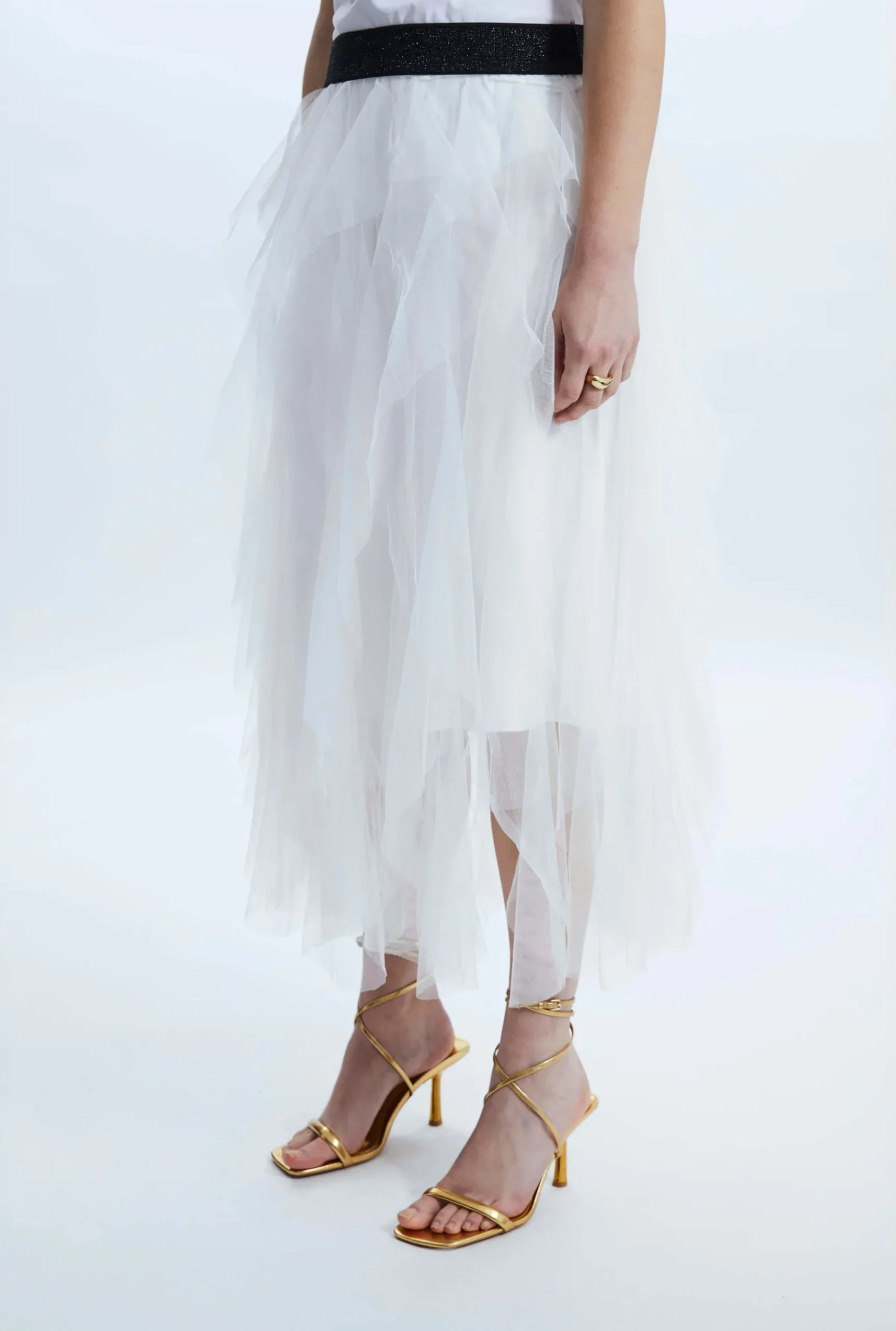James Lakeland Organza Ruffled Skirt White